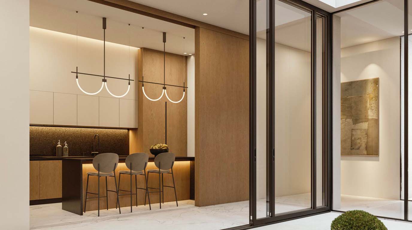 Cuisine contemporaine d'une villa Lunaya by Zaya
