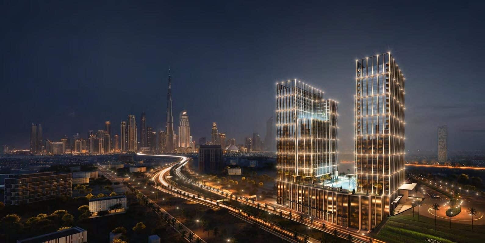 Binghatti Spectre en Al Jaddaf, dos torres de cristal a orillas del Dubai Creek